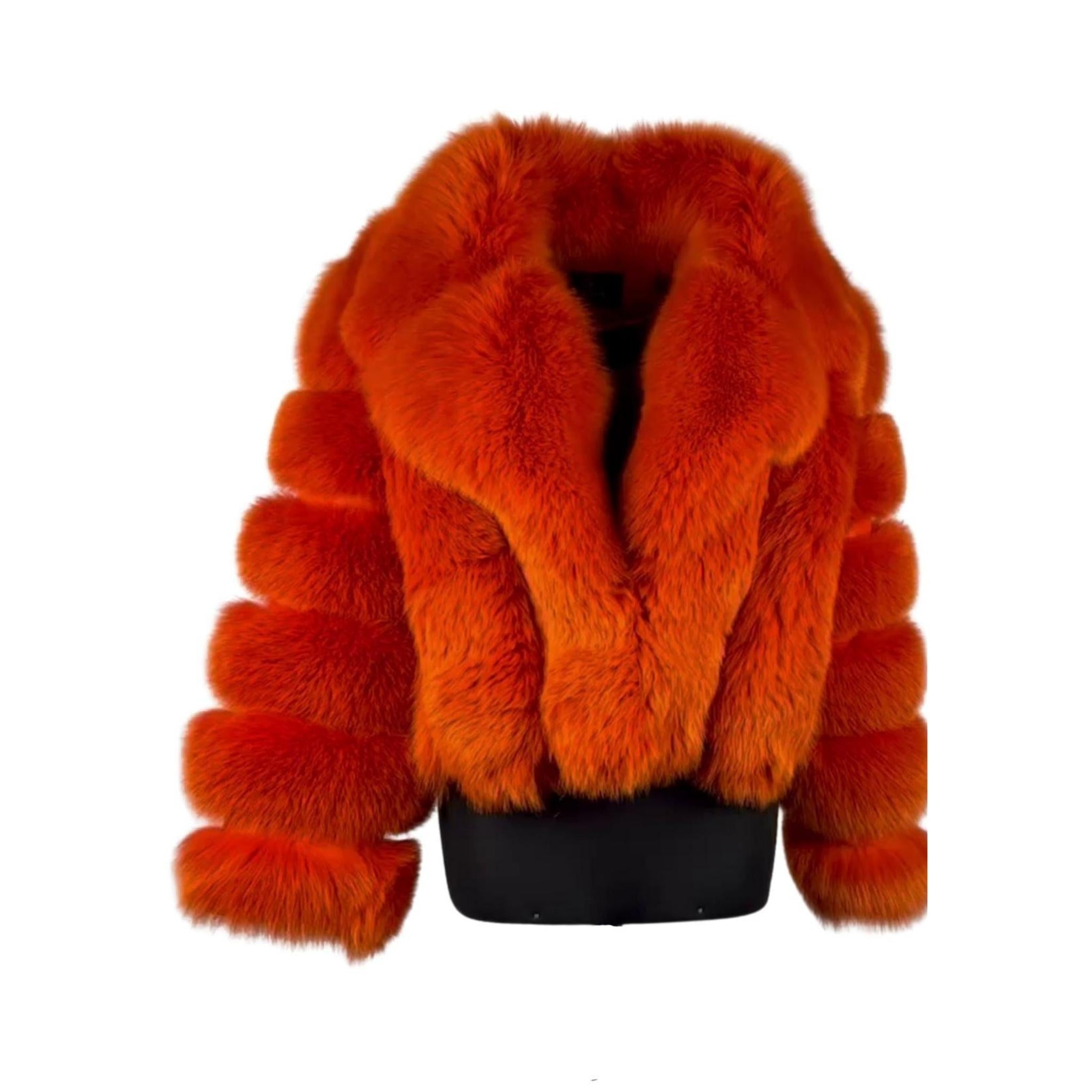 Cropped Women Fox Fur Jacket Style # 6006