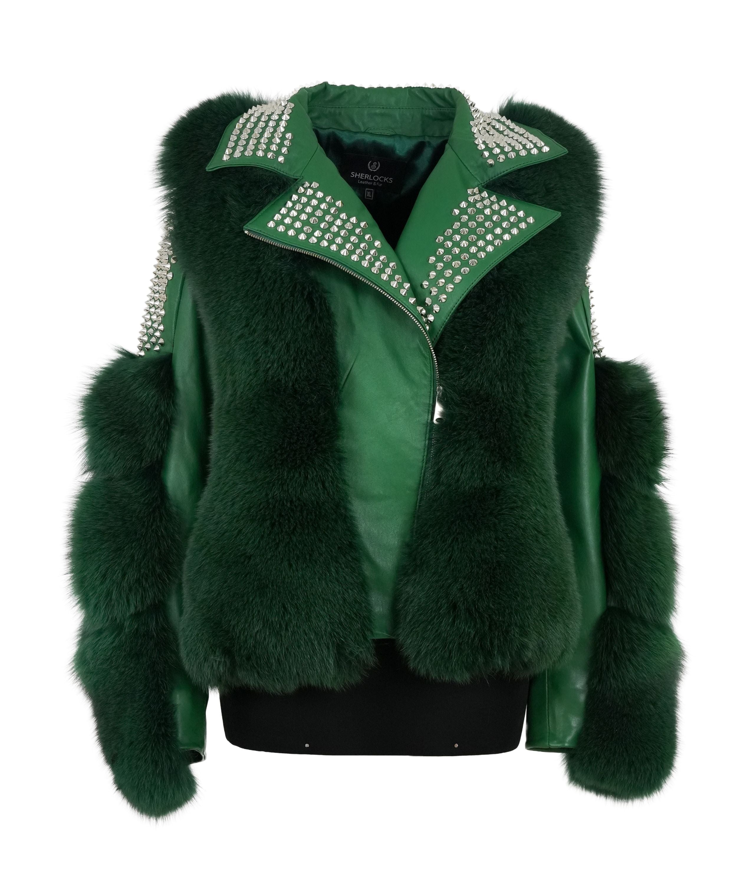 Women's Fox Fur Biker Jacket Style # F-80