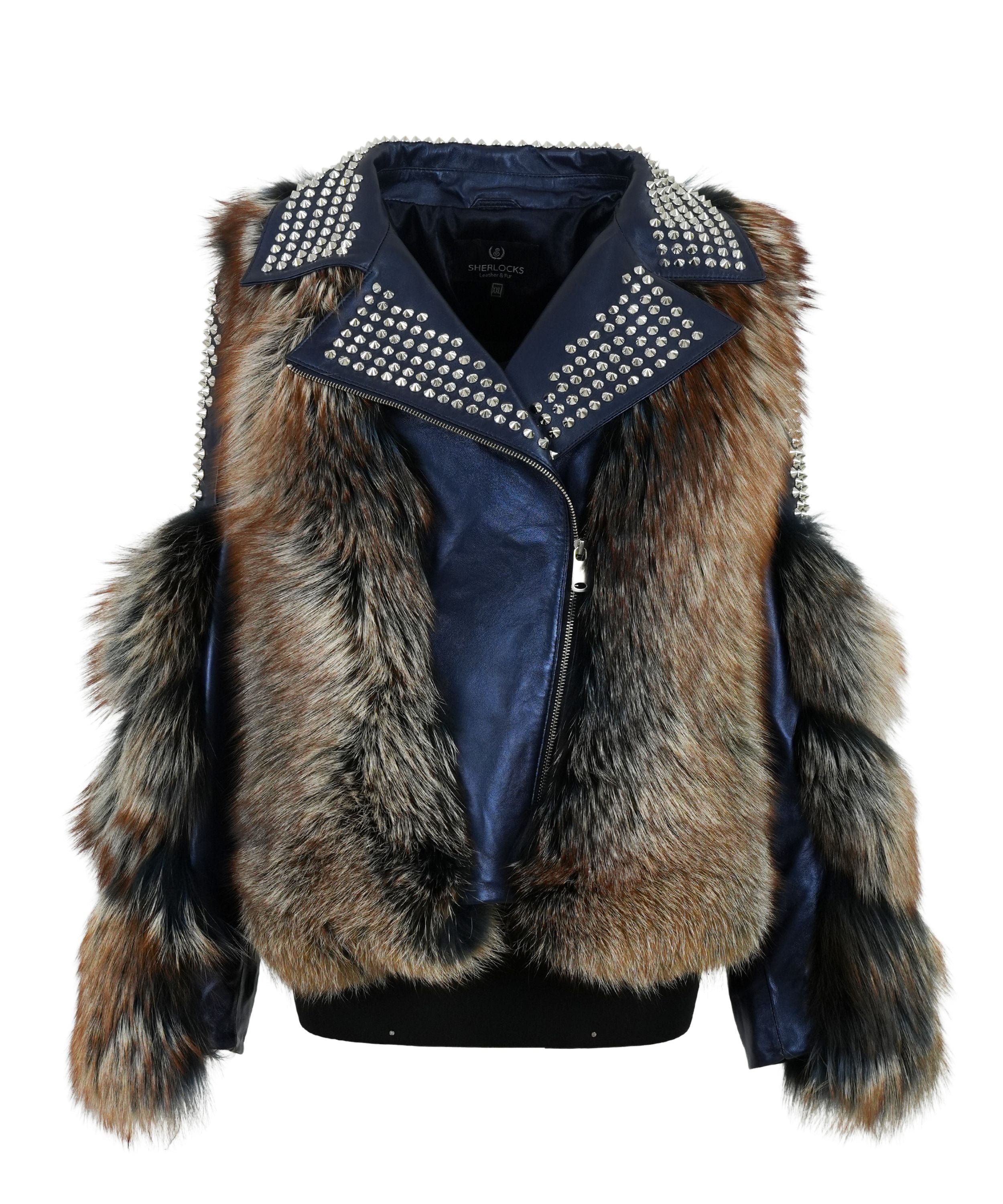 Women's Fox Fur Biker Jacket Style # F-80