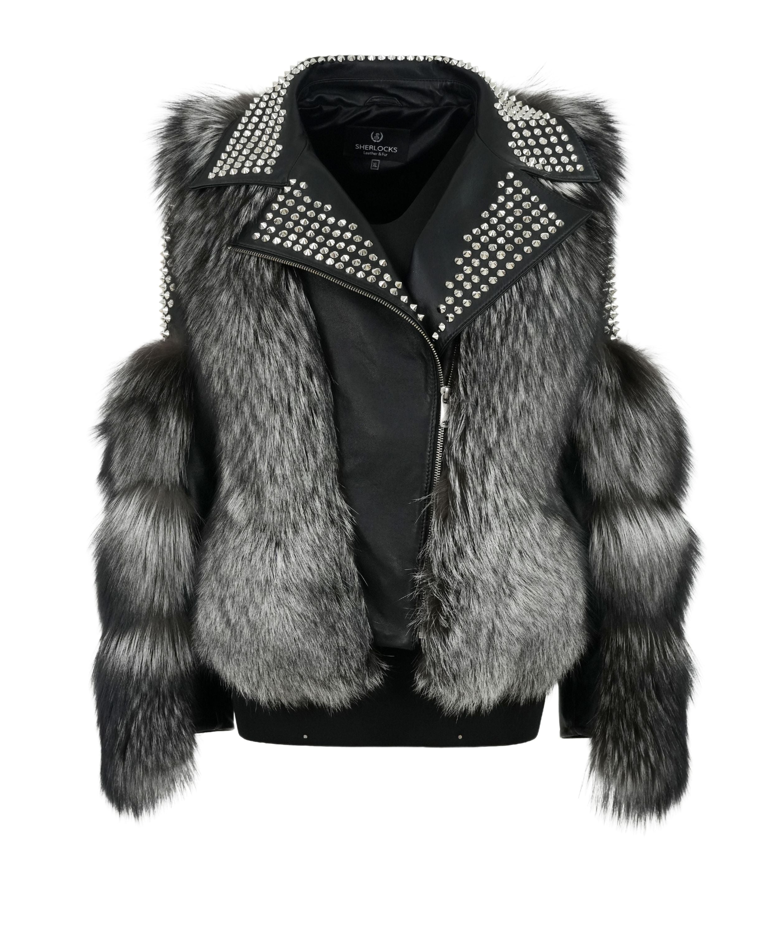 Women's Fox Fur Biker Jacket Style # F-80