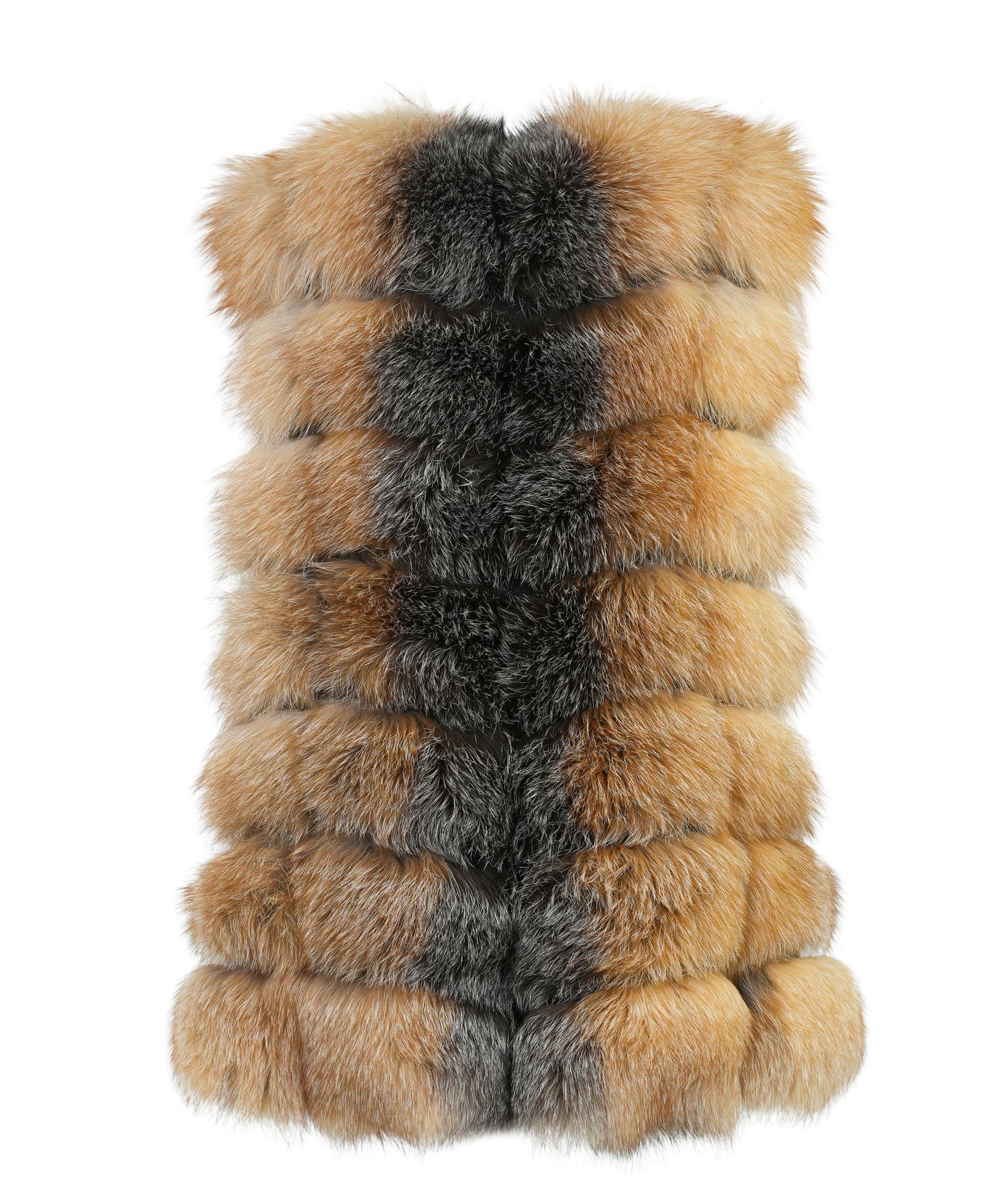 Women's Fox Fur West and  Jacket with Zipper OFF Sleeves  Style # B-70