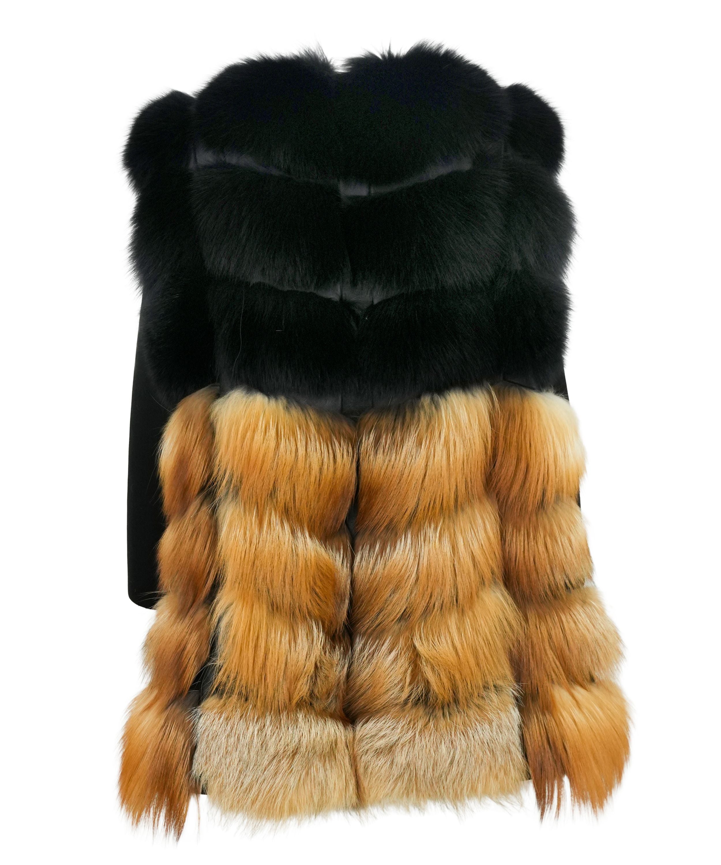 Women's Fox Fur West and  Jacket with Zipper OFF Sleeves  Style # B-70