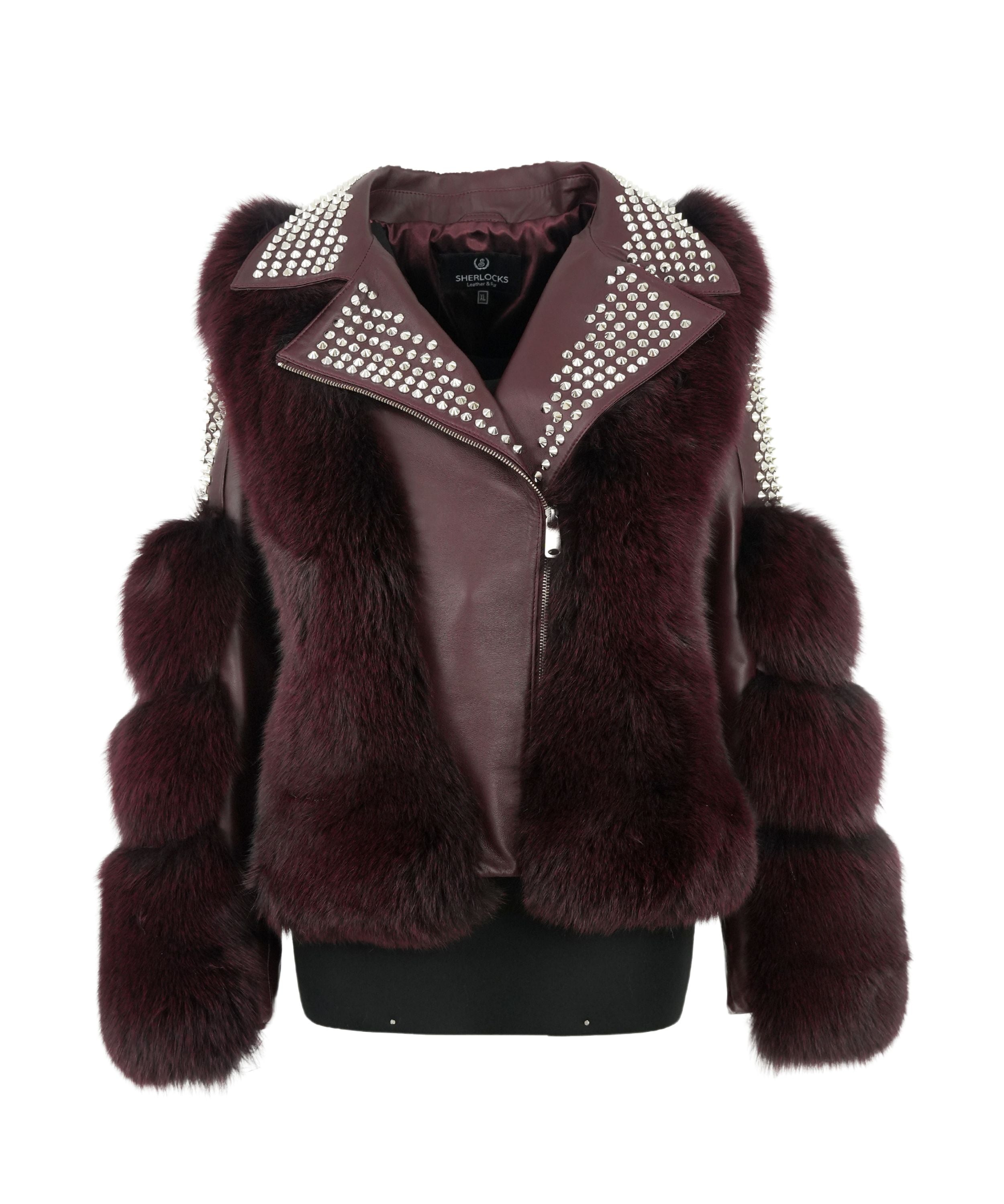 Women's Fox Fur Biker Jacket Style # F-80