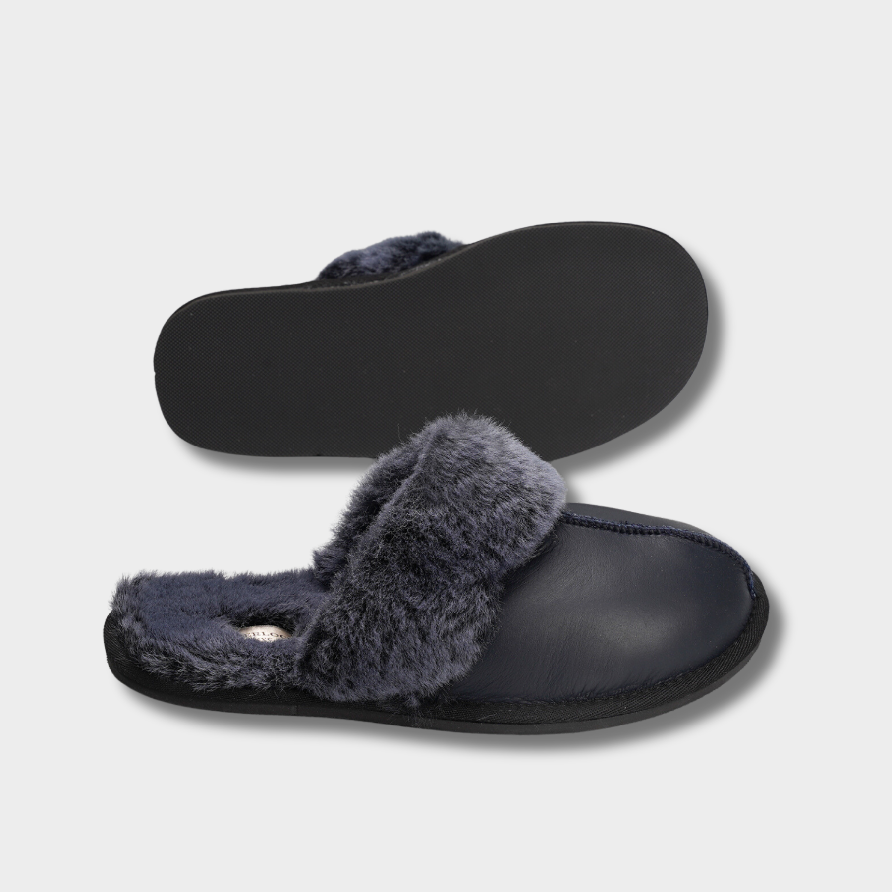 Women's Classic Merino Sheepskin Lined Scuff Slippers Style # KT-20 DARK NAVY