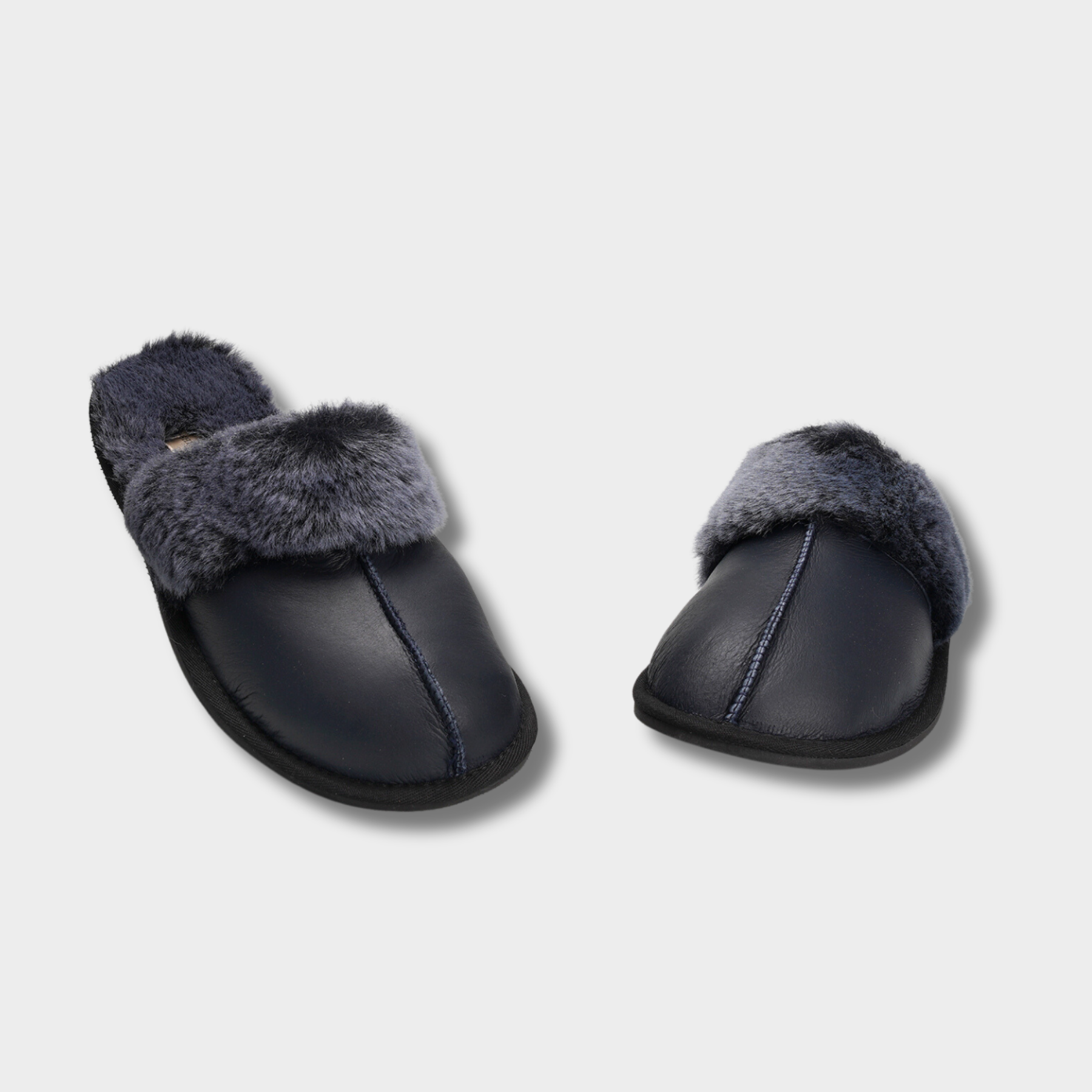 Women's Classic Merino Sheepskin Lined Scuff Slippers Style # KT-20 DARK NAVY