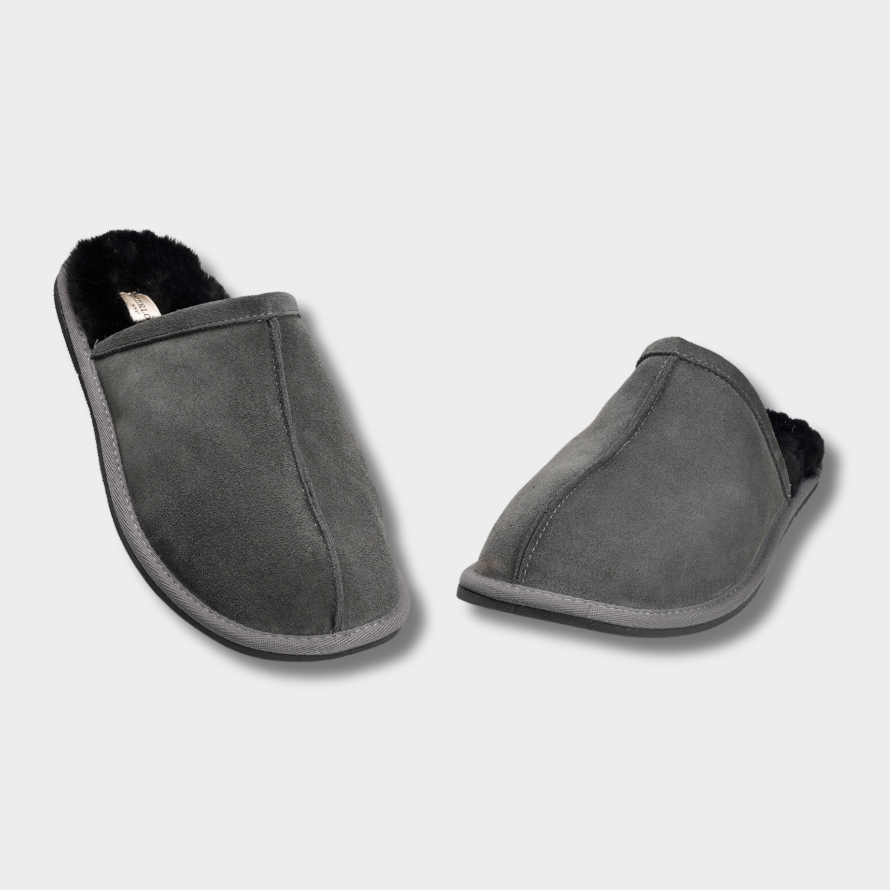 Men's Classic Merino Sheepskin Lined Slippers Style # ET-60 GREY