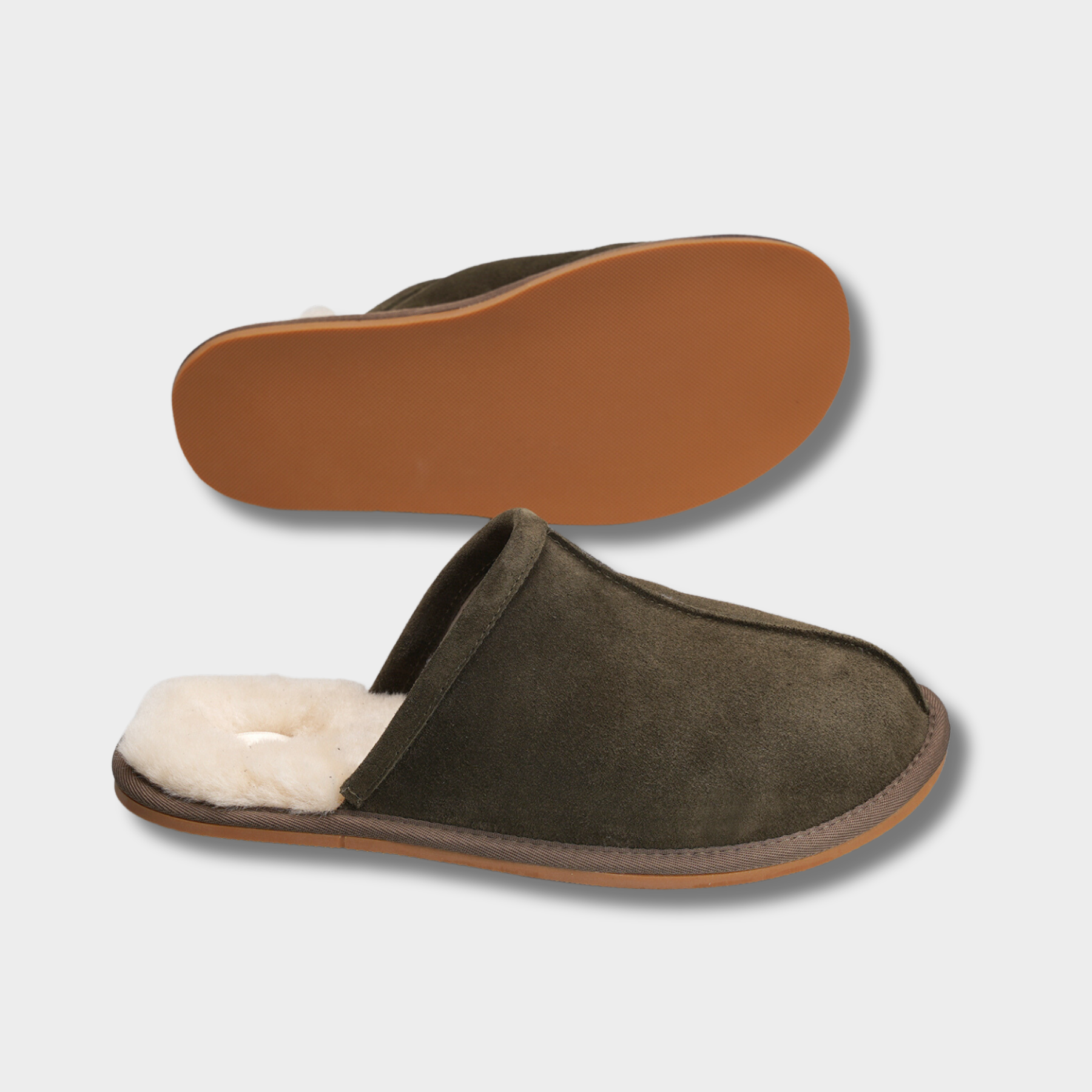 Men's Classic Merino Sheepskin Lined Slippers Style # ET-60 GREEN