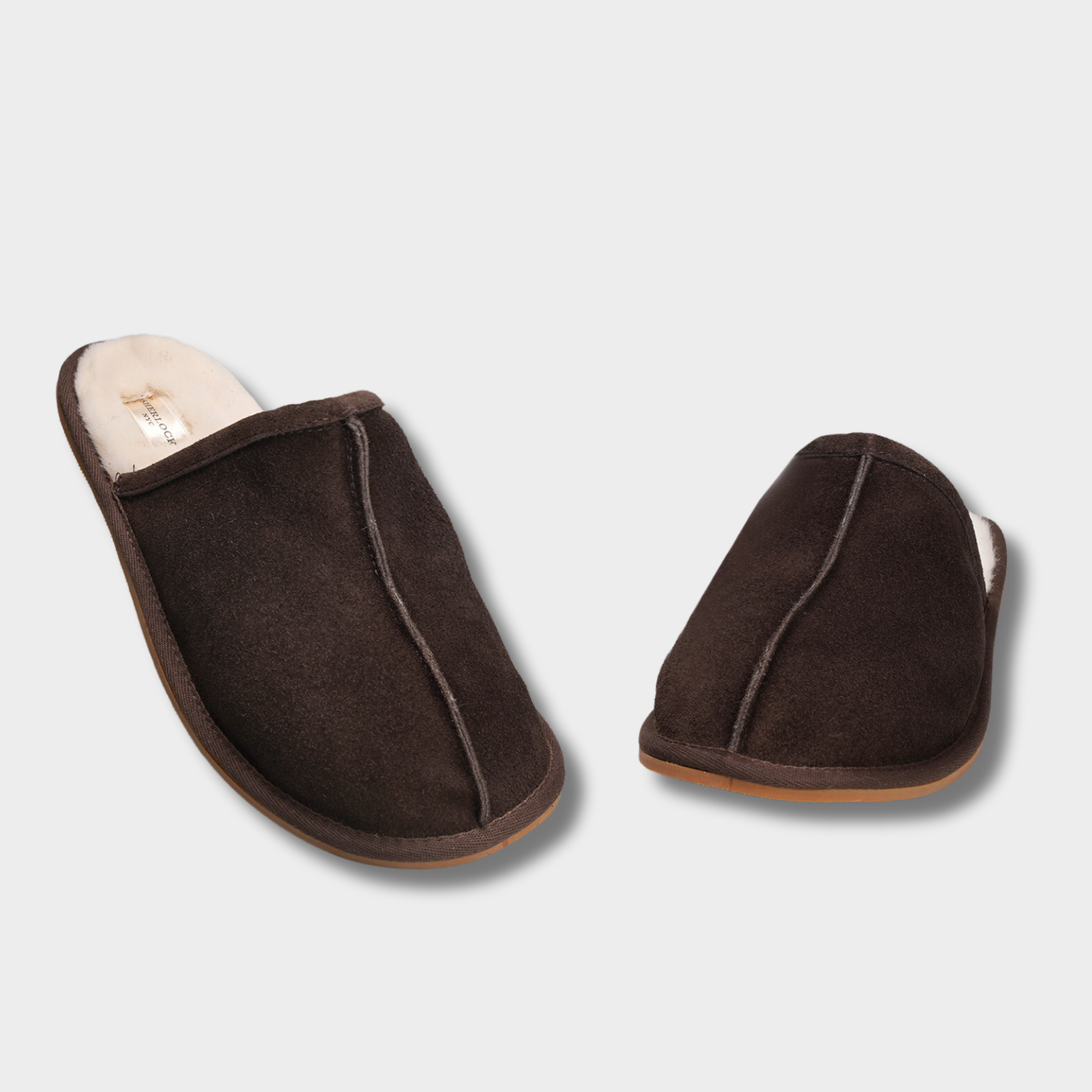 Men's Classic Merino Sheepskin Lined Slippers Style # ET-60 BROWN