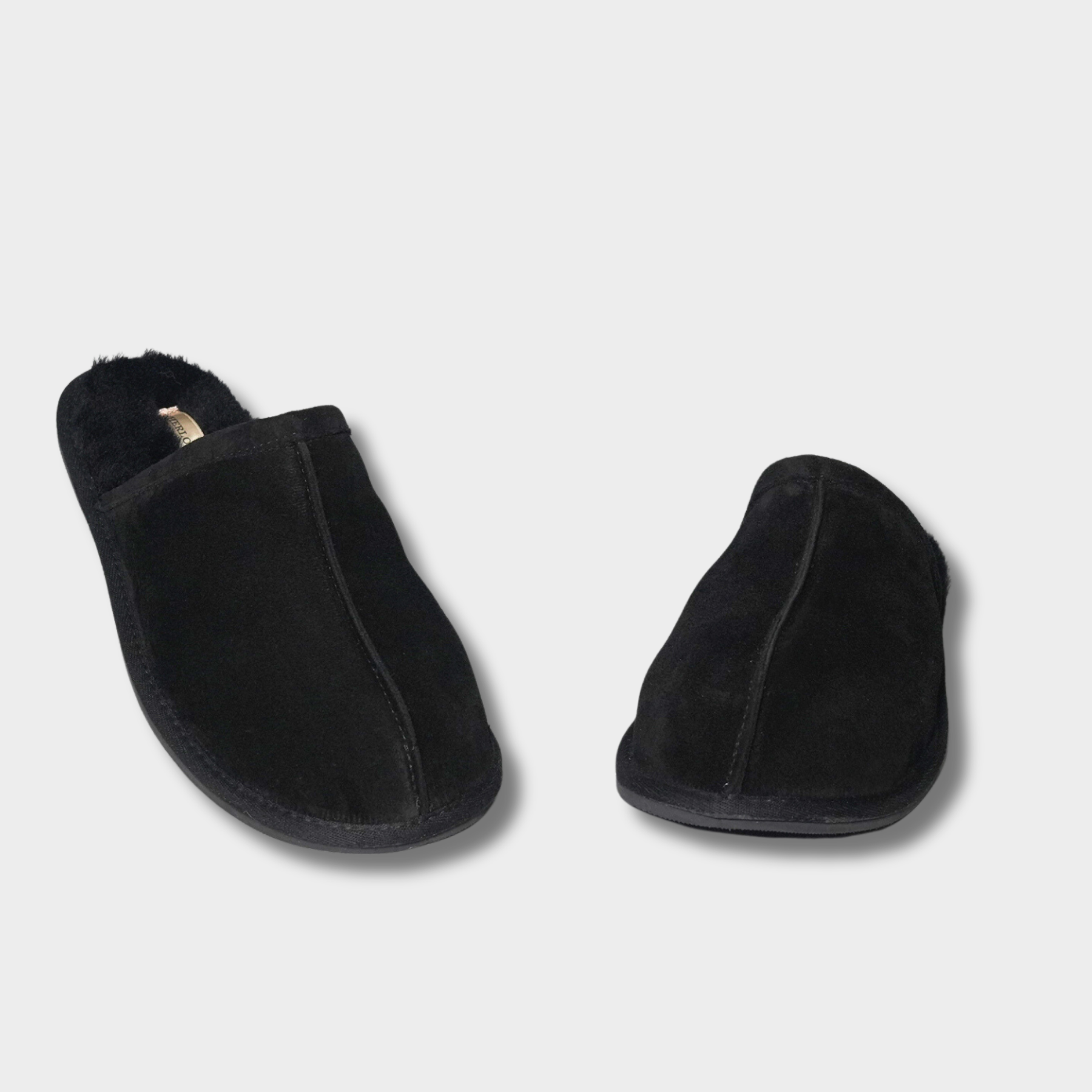 Men's Classic Merino Sheepskin Lined Slippers Style # ET-60 BLACK