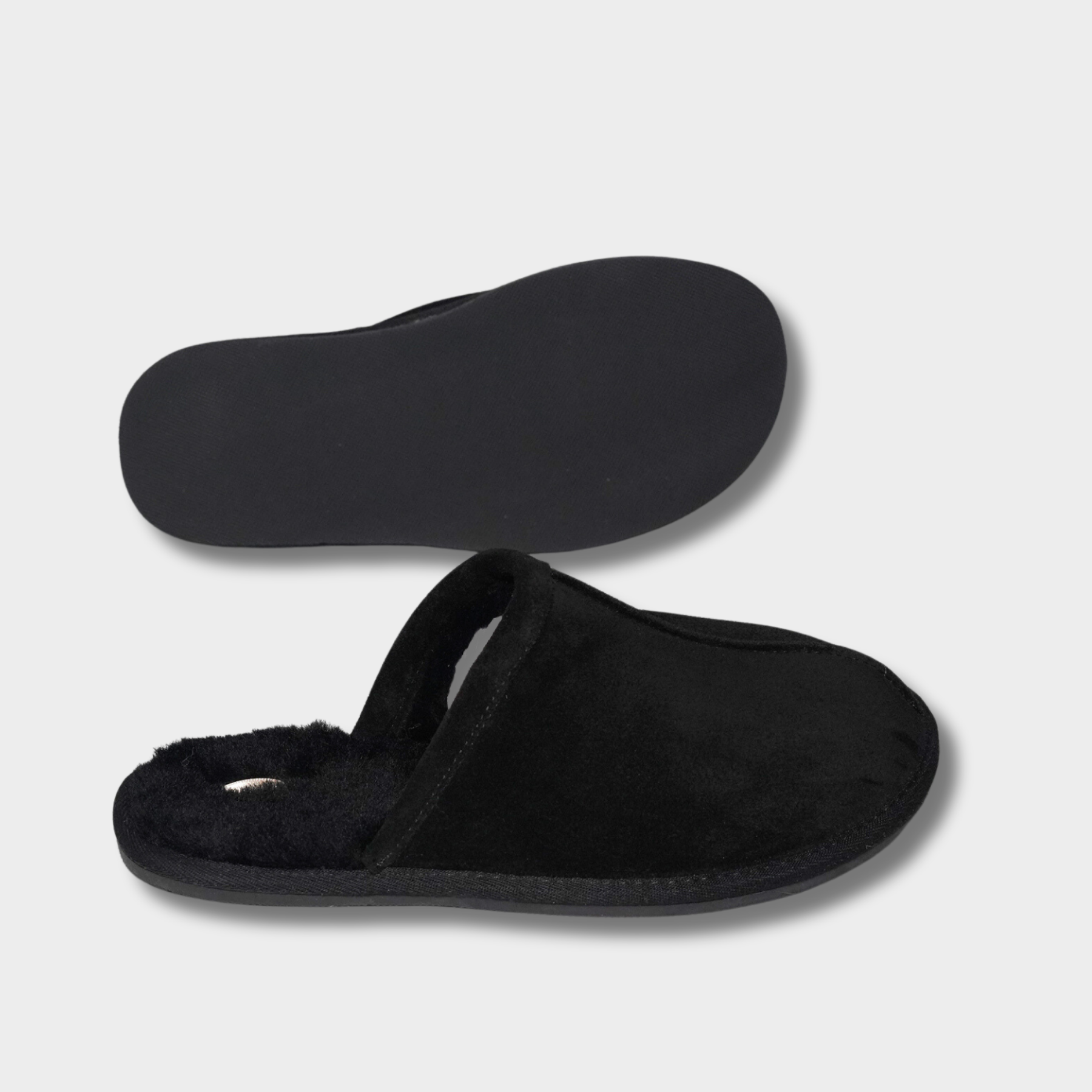 Men's Classic Merino Sheepskin Lined Slippers Style # ET-60 BLACK