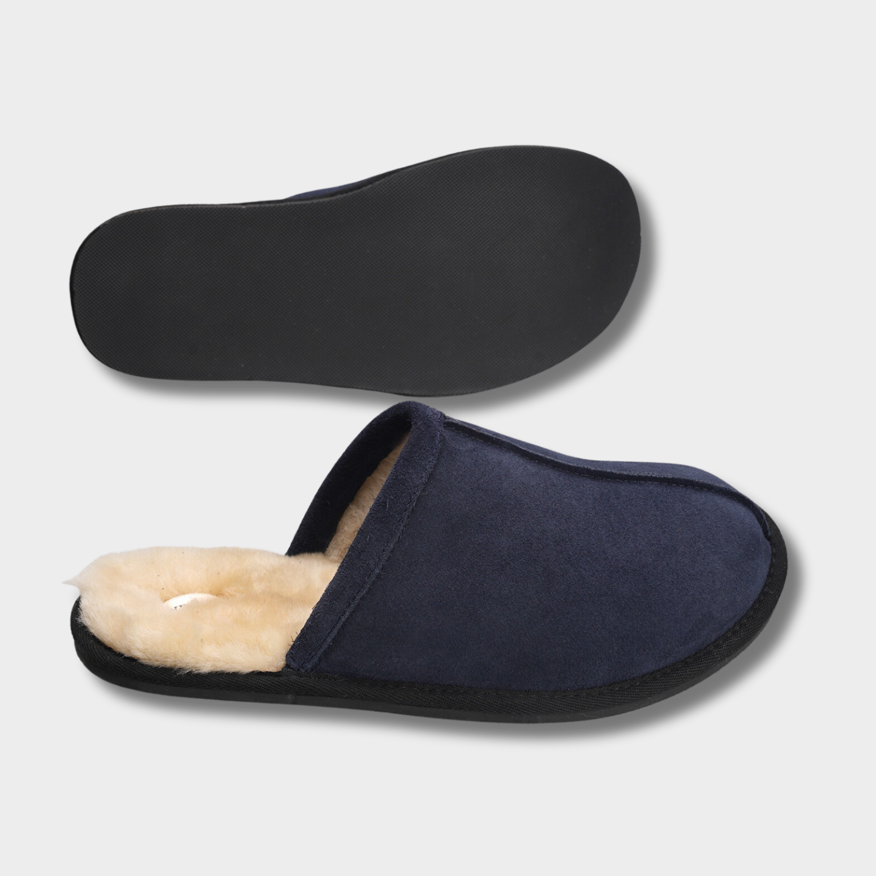 Men's Classic Merino Sheepskin Lined Slippers Style # ET-60 NAVY