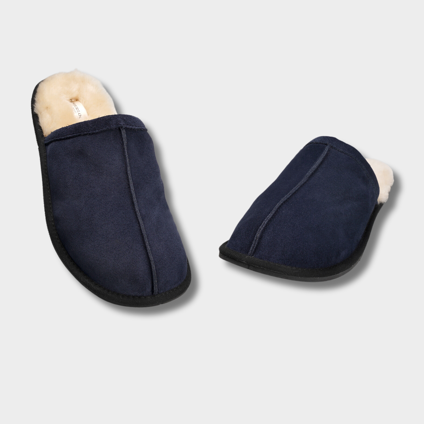 Men's Classic Merino Sheepskin Lined Slippers Style # ET-60 NAVY