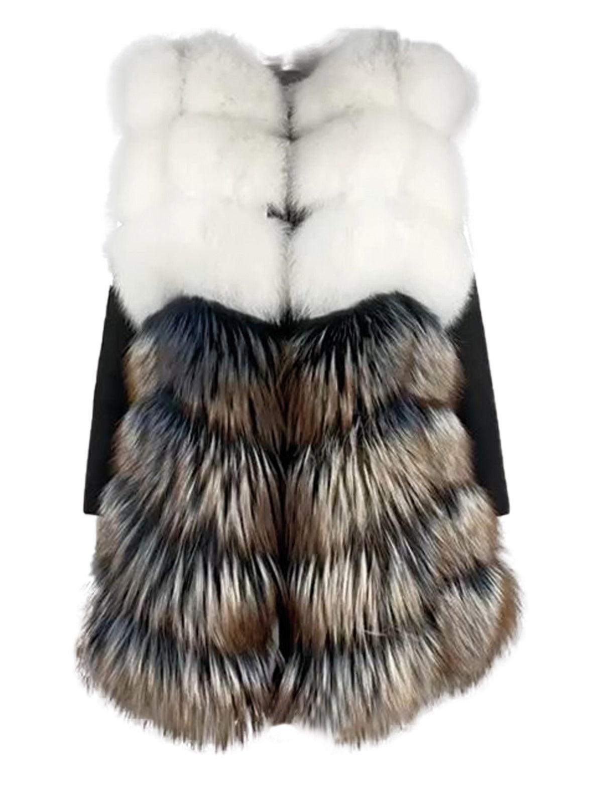 Women's Shadow / Dyed Multi Color Silver Fox Vest Style # Madonna